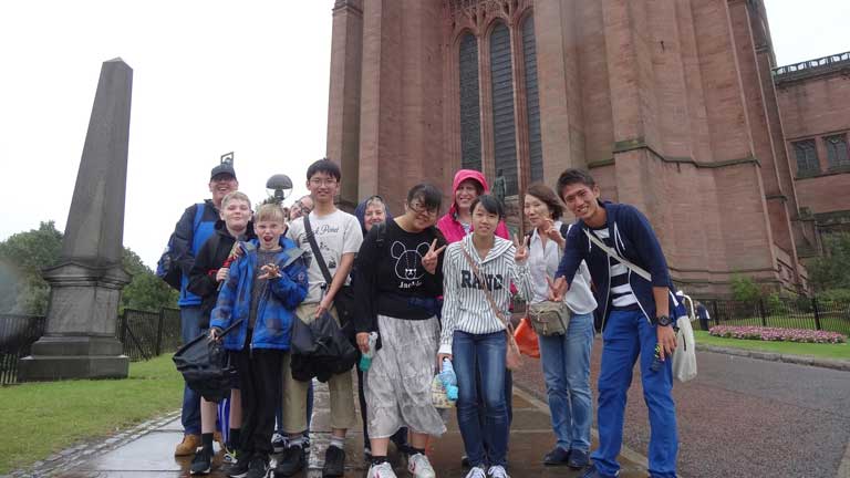 Students in front of the Anglican Cathedral, Liverpool Students in front of the Anglican Cathedral, Liverpool